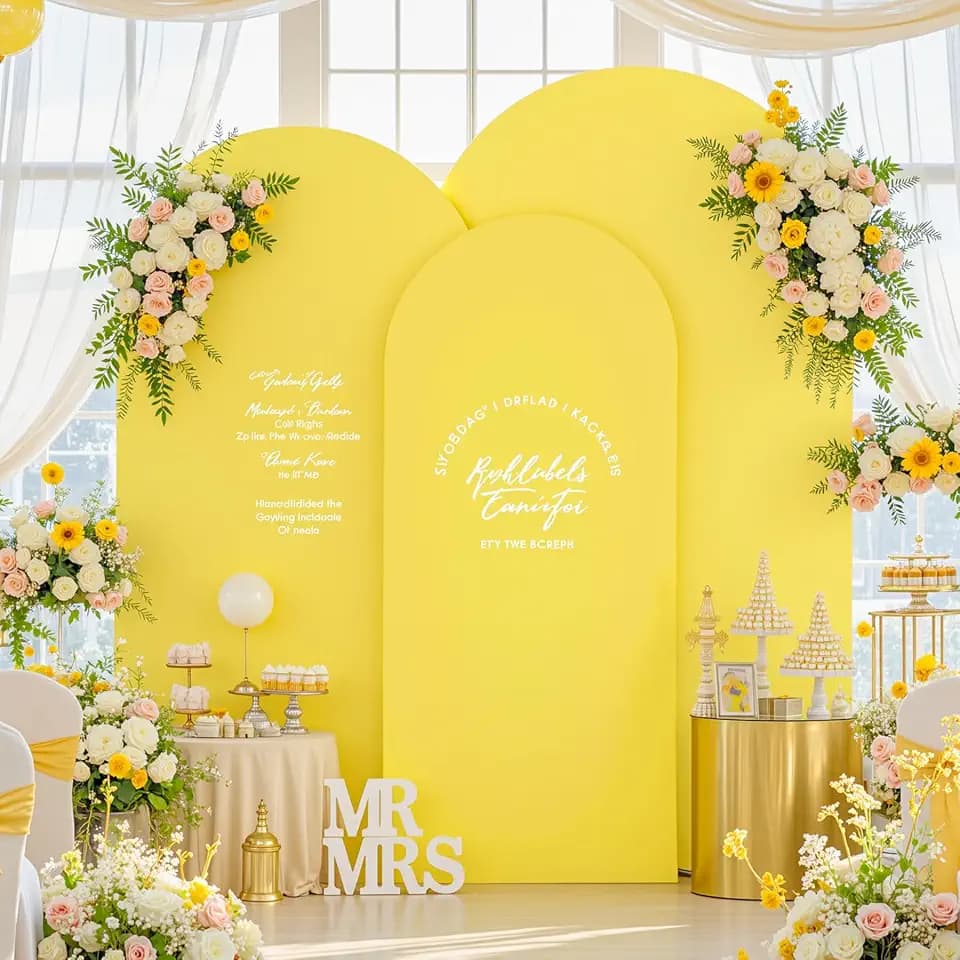 Wedding Arch Backdrop Cover Set of 3, Yellow Double-Sided Arch Stand Covers, 7.2FT, 6.6FT, 6FT Spandex Fitted Arch Covers for Wedding Baby Shower Party Banquet Photography Background Decoration