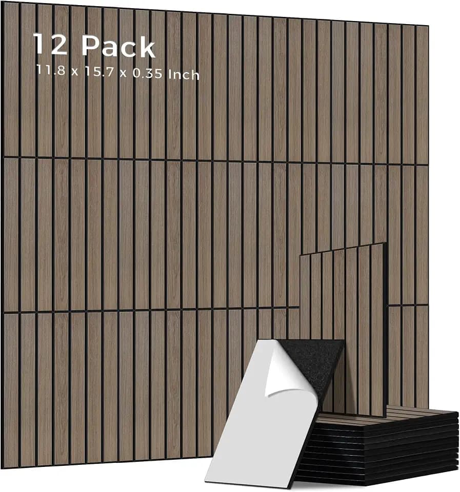 Acoustic Wall Panels, 12 Pack 11.8”x15.7”x0.35”,Rustic Walnut