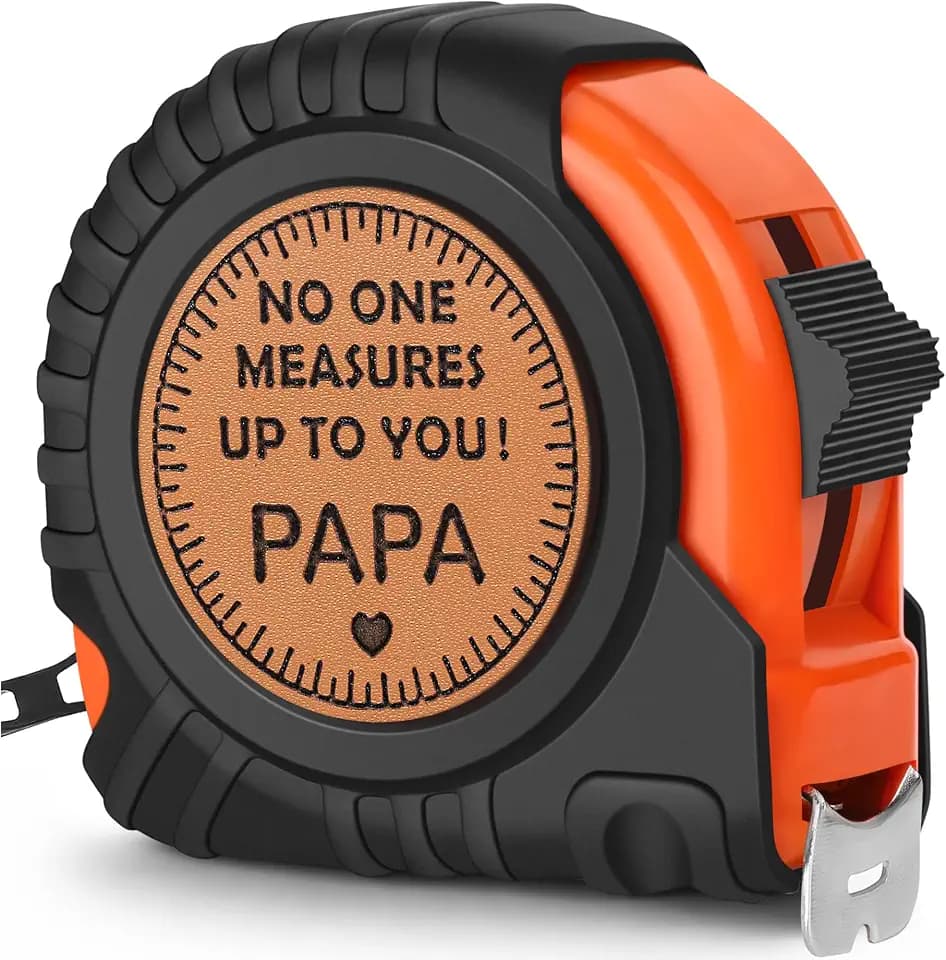 Grandpa Papa Birthday Gifts from Grandkids, Christmas Papa Grandpa Grandfather Gifts from Granddaughter Grandson, Grandparents Day Gift, Genuine Leather Engraved 25 FT Tape Measure