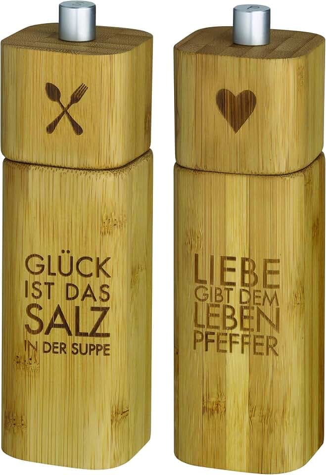 Räder Salzmühle Glück ist das Salz in der Suppe + Pfeffermühle Liebe gibt dem Leben Pfeffer