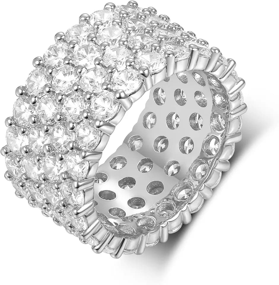 MDFUN 18K Gold Plated Cubic Zirconia Wedding Band Rings for Women Men