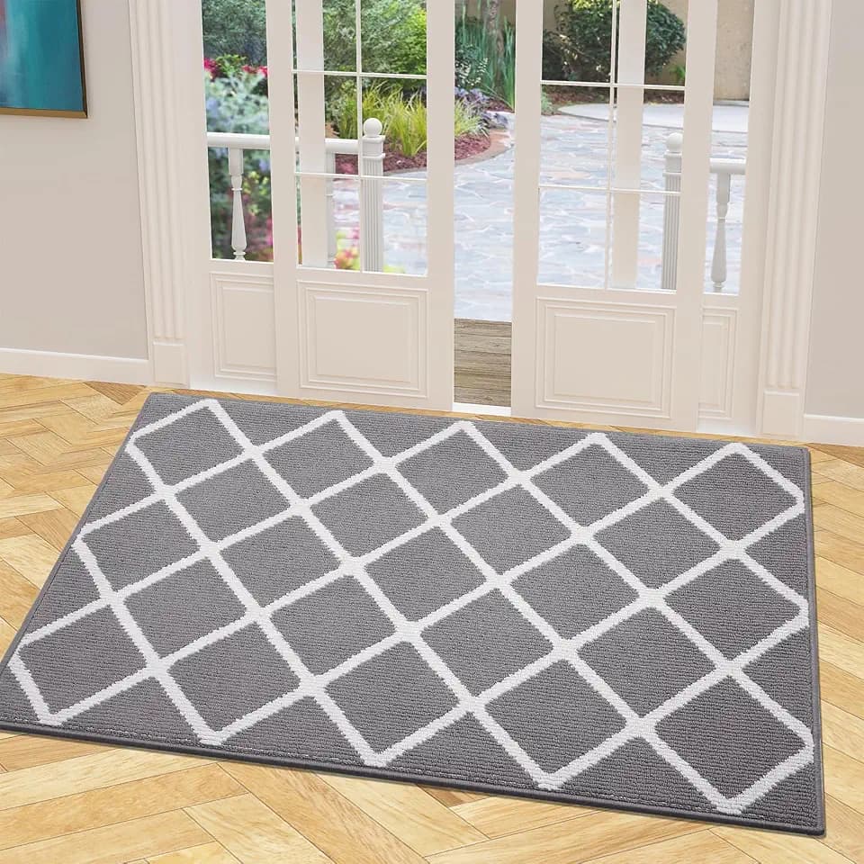 Finchitty Indoor Door Mat, Dirt Resistant Doormat, Grey, 40x32