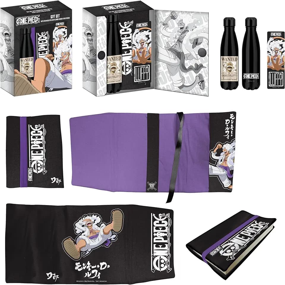 Homadict Luffy Gear 5 Isolierflasche + Manga-Schutz, mit dekorativem Manga-Stil, offizielles Lizenzprodukt
