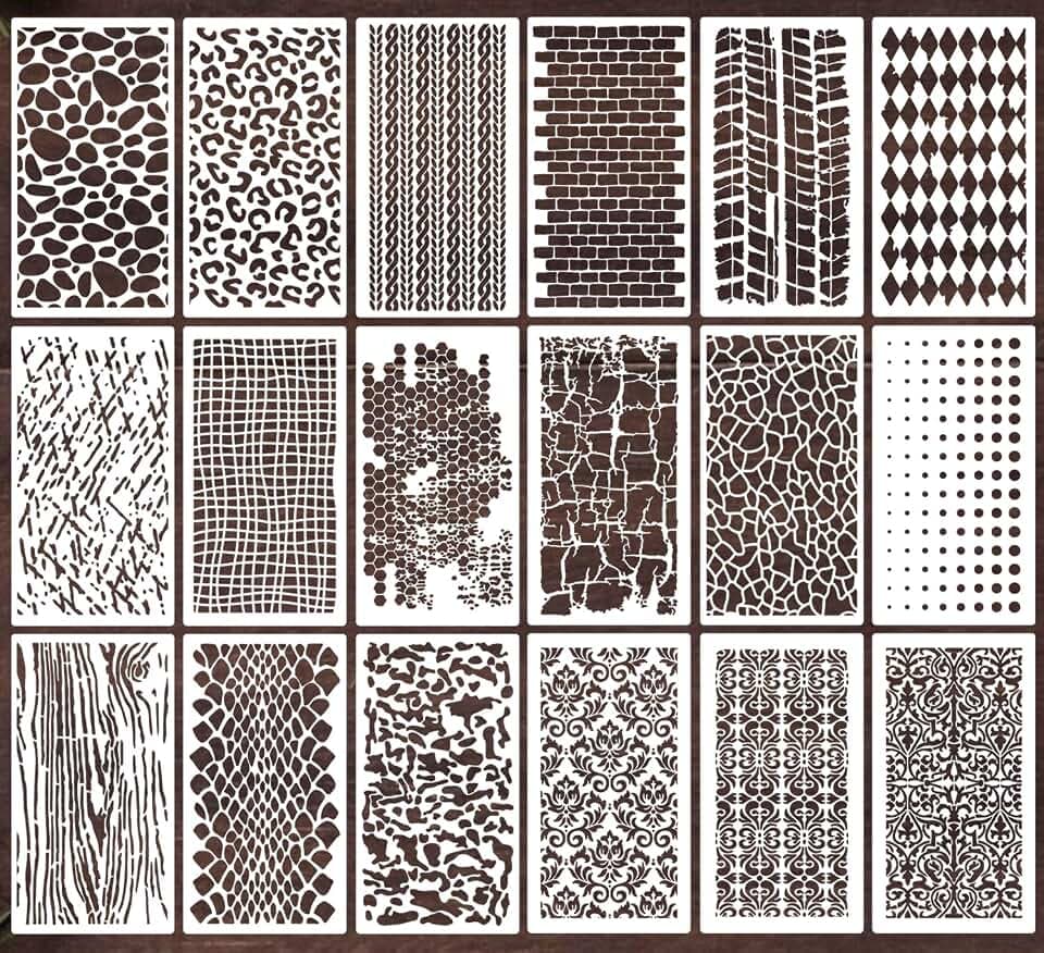 Stencils for Crafts Reusable Texture Stencils for Painting 8"x4"