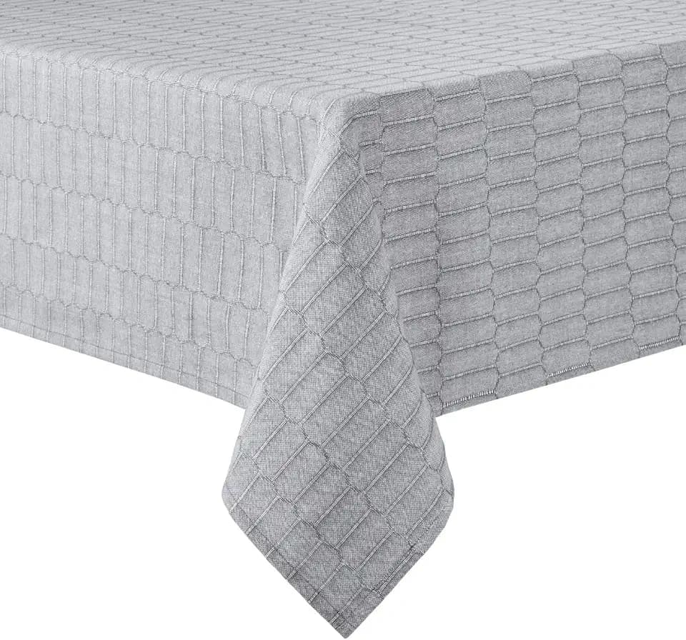 Martha Stewart Honeycomb Modern Farmhouse Tablecloth, Charcoal Grey, 60"x120"