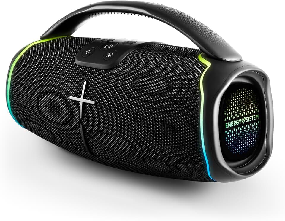 Energy Sistem Hyperbeat Bluetooth-Lautsprecher (Bluetooth 5.3, True Wireless Stereo, Deep Bass, 15h Akku, IPX6, LED-Lichter, Sprachassistent)