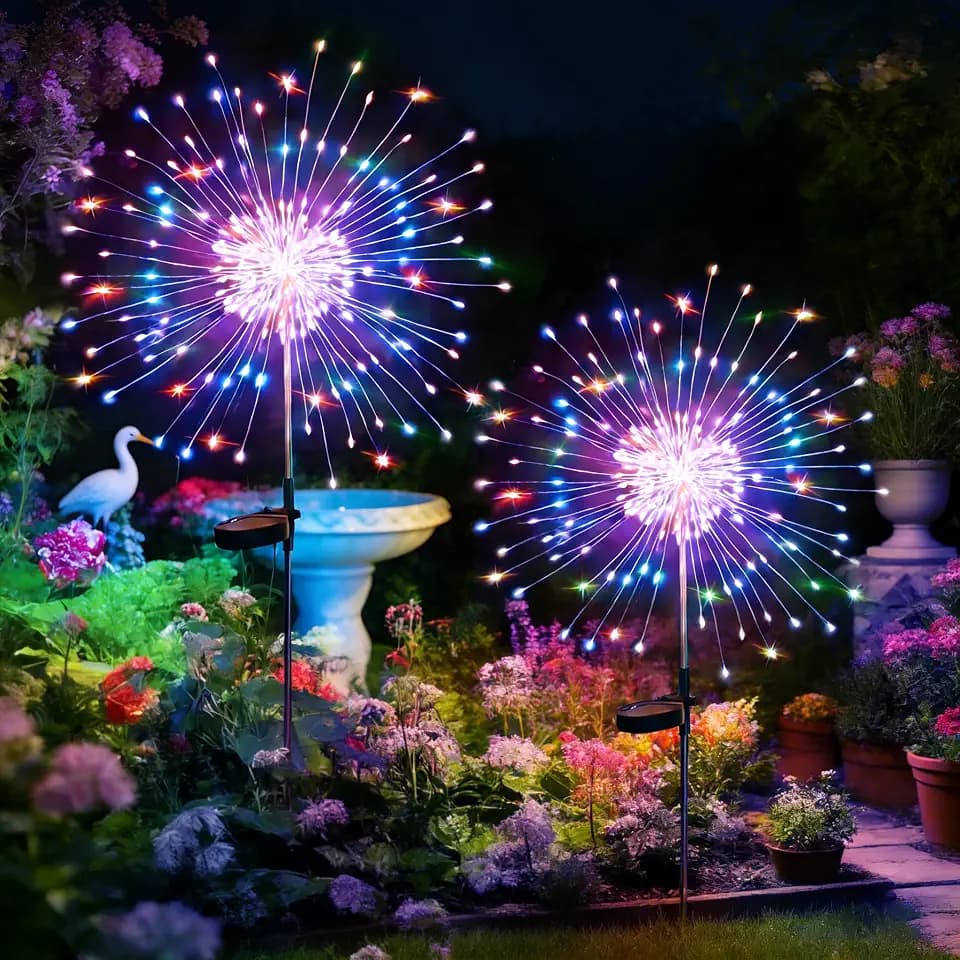 HPUFKOT Solar Garden Lights Outdoor,Waterproof Garden, 2PC 200 LED Twinkling Firework Lights Decorative with 8 Modes,Decor for Yard Patio Pathway Lawn for Yard Outside Fairy Decorative