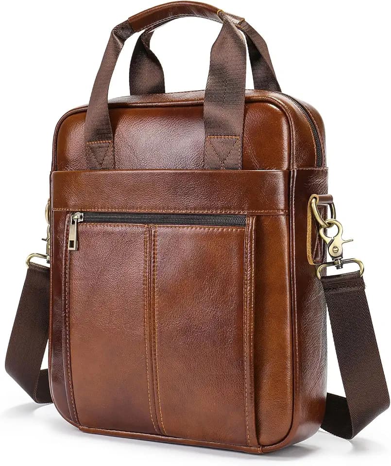 LUKZIJAES Genuine Leather Shoulder Messenger Bag for Men Adjustable Shoulders Sling Crossbody Bags
