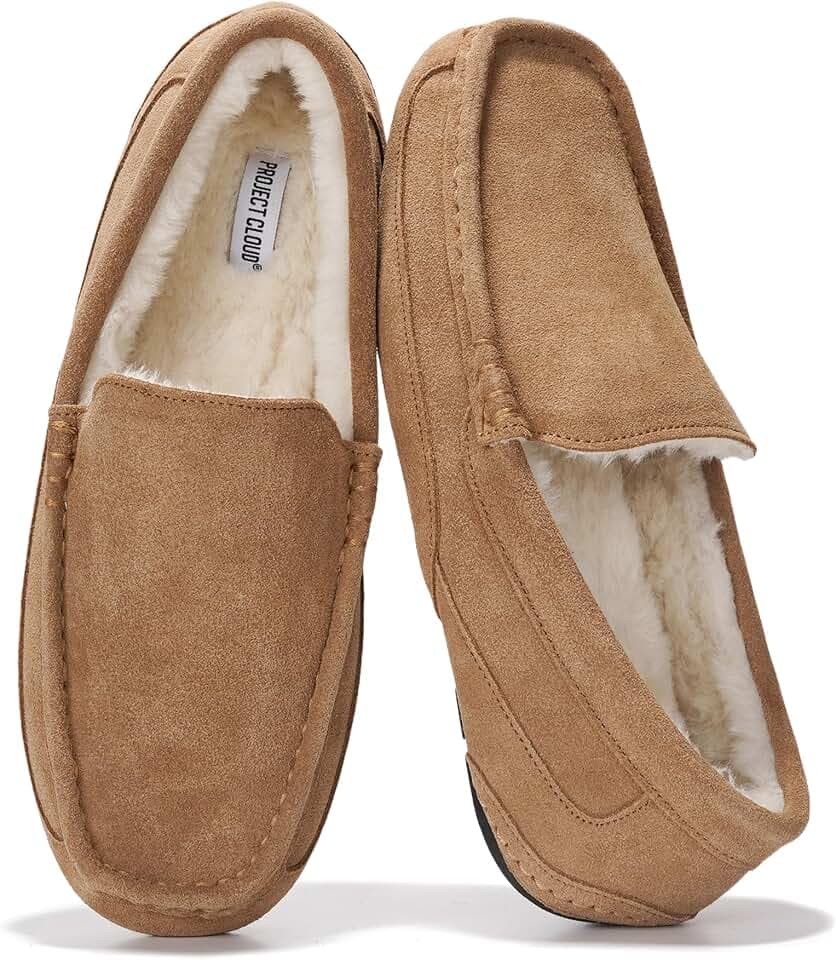 100% Genuine Leather Mens Slippers Slip-On Mens Shoes, Loafers for Men