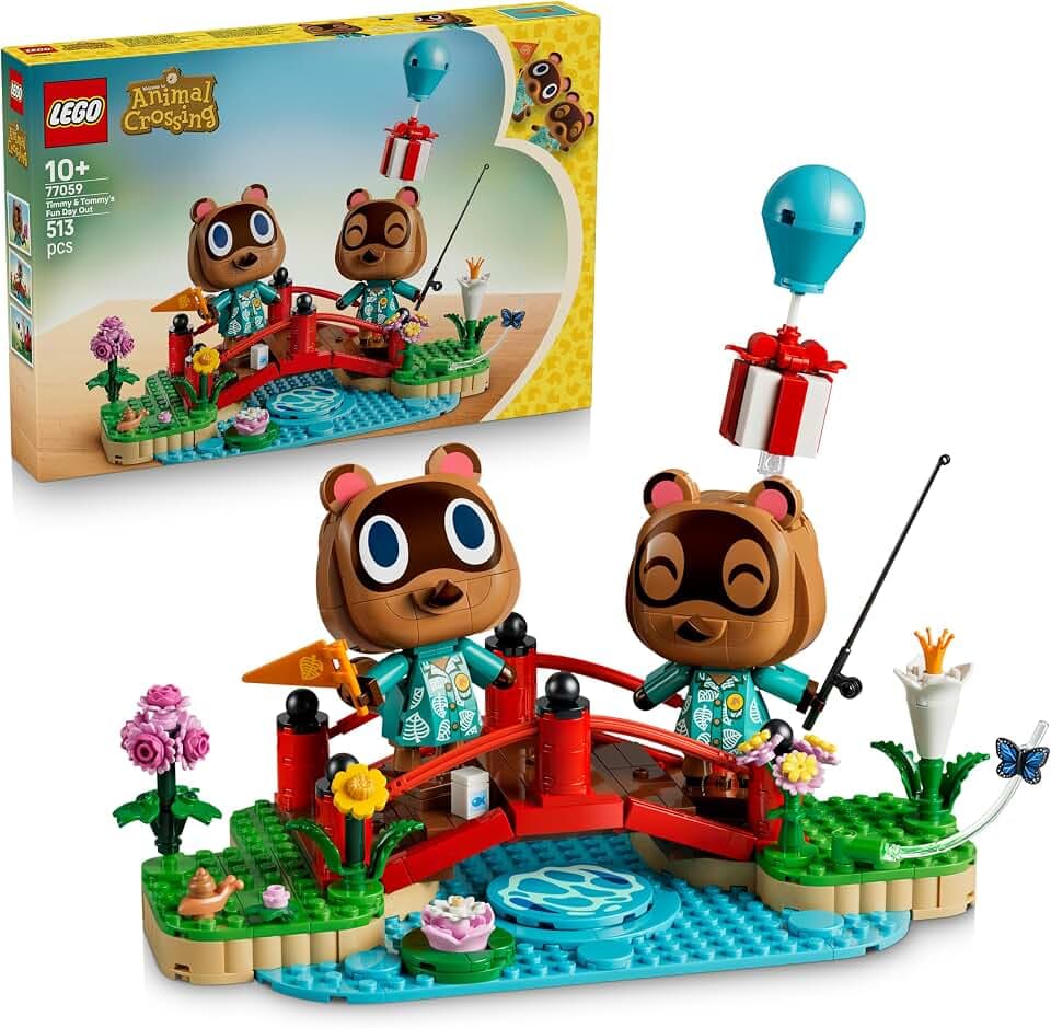 LEGO Animal Crossing Ausflug mit Nepp und Schlepp Spielzeug - Waschbären Figuren mit Zubehör - DIY Kinderzimmer Deko - Gamer Geschenk für Mädchen & Jungs ab 10 Jahren 77059