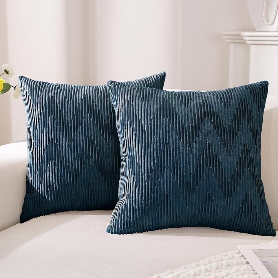 Ystyle 2er Set Samt Kissenbezug 50x50, Kissenbezüge Weiche Solid Dekorative, Kissenhüllen Mit Verstecktem Reißverschluss, Sofakissenbezug Für Sofa Wohnzimmer Schlafzimmer, Marineblau