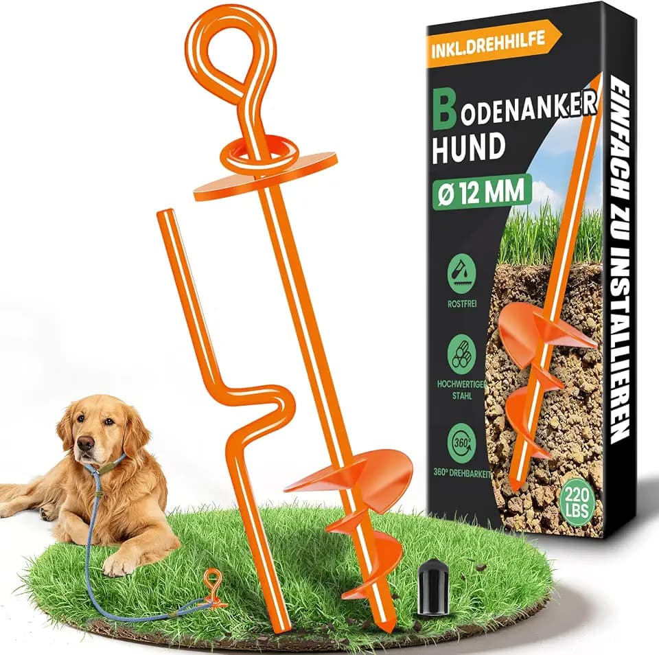 Bodenanker Hund, Erdanker Hund Große, ø 12mm Anlegepflock für Hunde