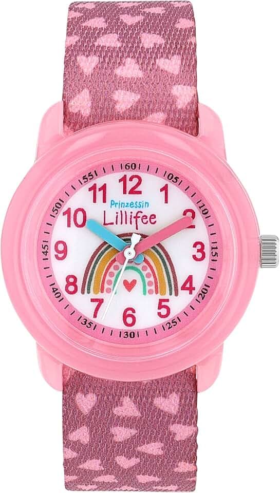 Prinzessin Lillifee Armbanduhr Mädchen Kinder Quarzuhr Analog, mit Textil Armband, Rosa, 3 bar Wasserdicht, Kommt in Uhren Geschenk Box