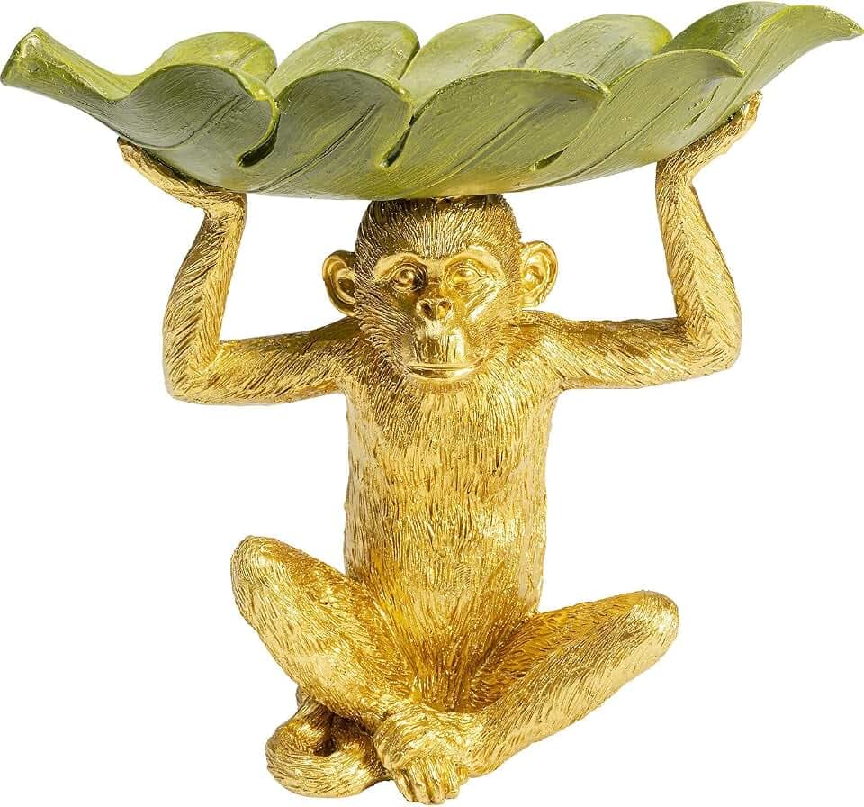 Kare Design Deko Schale Banana Leaf, Gold, 22x24x14 cm