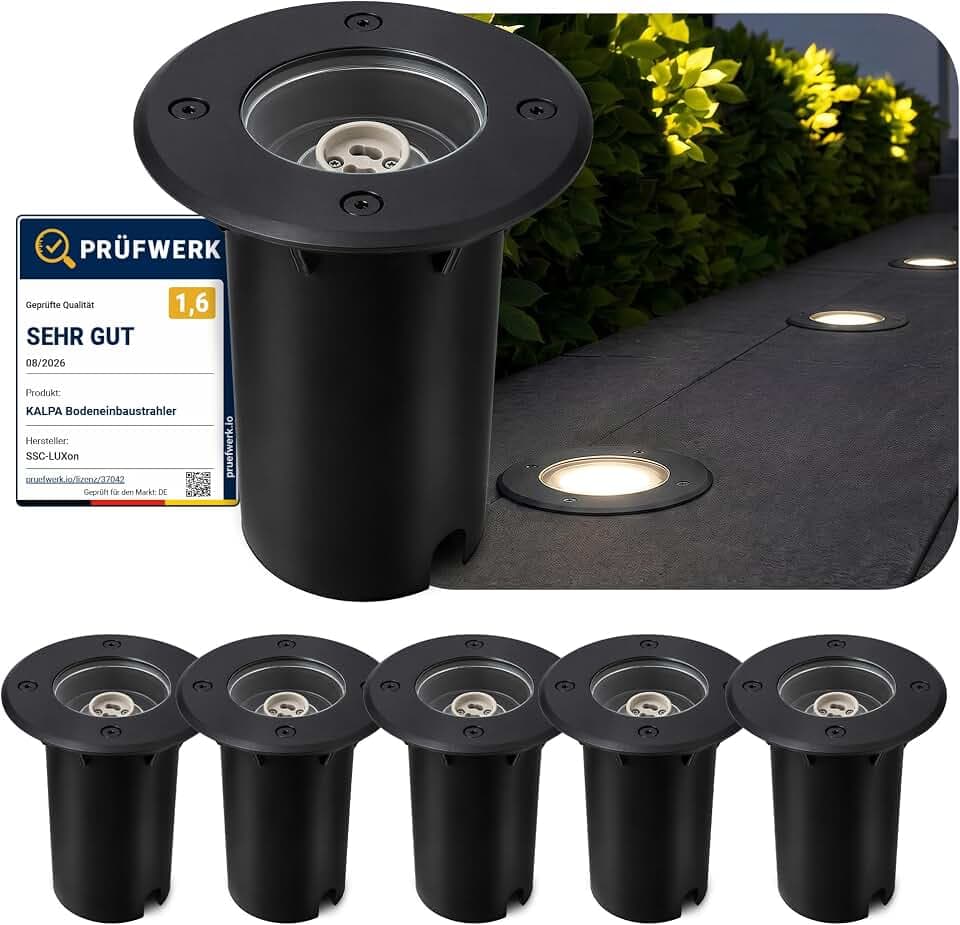 SSC-LUXon KALPA Bodeneinbaustrahler 6er schwarz Echtglas IP67 für GU10