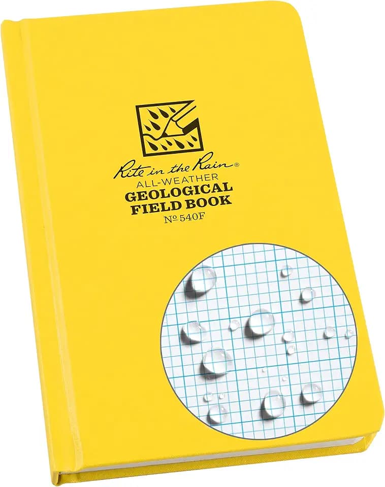 Rite in the Rain Weatherproof Hard Cover Notebook, 4.75" x 7.5", Yellow Cover, Geological Pattern (No. 540F)