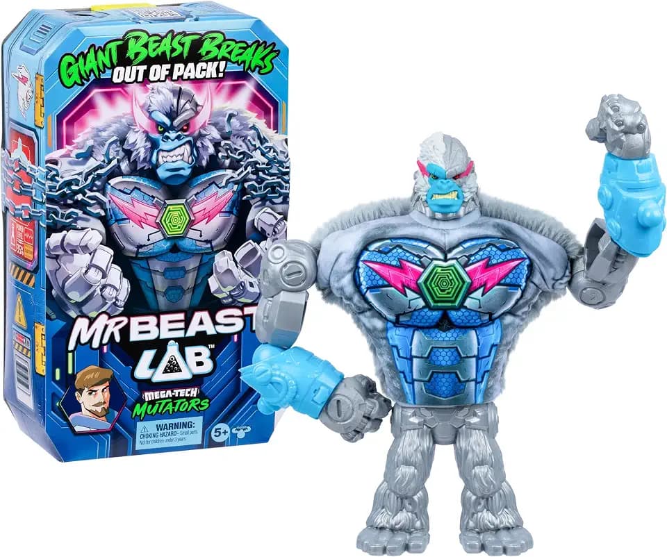 MRBEAST LAB MEGA-TECH Mutator Silver-Byte, Poseable Action Figures