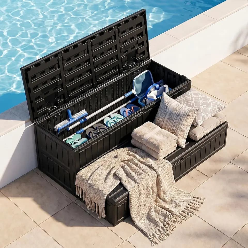 Hot Tub Steps with Storage, Anti-Slip Outdoor Spa Steps, Durable Plastic Multi-Use Stairs for Hot Tub, RV, Pool and Porch(Black)