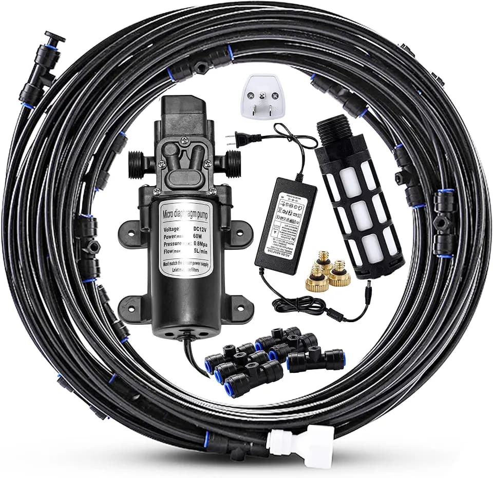 Outdoor Misting Cooling System with Pump Kit, 49.2FT(15M) Misting Line