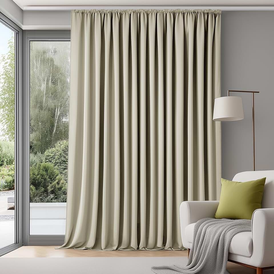 Deconovo Verdunklungsvorhänge Kräuselband für Schienensystem Gardinen Beige | 1er Set, H 245 x B 200 cm, Thermogardine, Hitzeschutz, für Wohnzimmer, Sichtschutz, Wärmehaltung, Wohnzimmer Deko, Schienensy