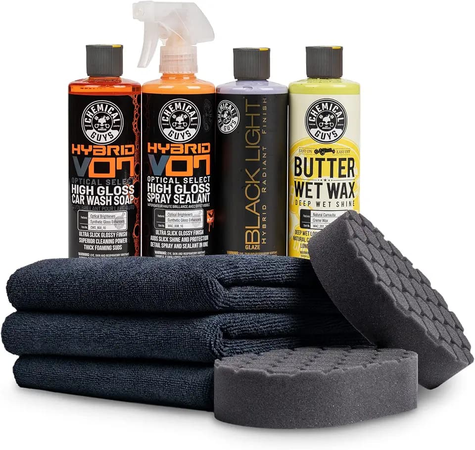Chemical Guys, Black Car Care Kit for Dark Paint, 9-Piece Detailing Set