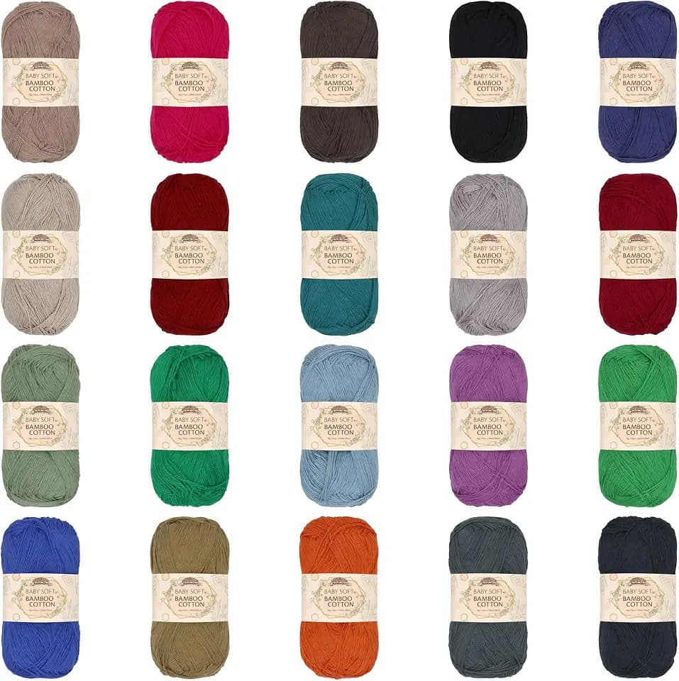 JubileeYarn Baby Soft Bamboo Cotton Yarn - 50g/Strang - Dunkles Sortiment - 20 Knäuel