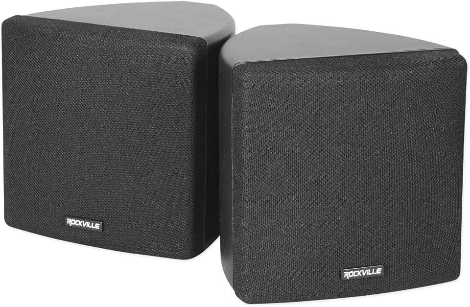 Rockville Cube Black 3.5" 2-Way 8-Ohm Home Theater Wall Speakers Pair