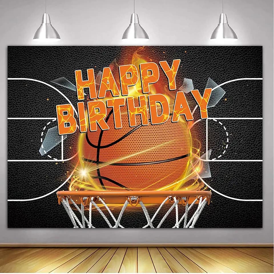 Basketball Birthday Backdrop 7x5FT Sports Party Photo Booth Banner