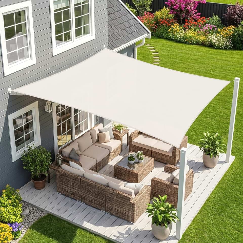 Sunnylaxx 3x4m Sonnensegel Wasserdicht Rechteckig Creme