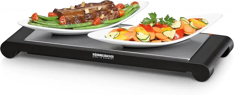 ROMMELSBACHER WPS 857 mobile Wärmespeicherplatte (kabellose Verwendung als Warmhalteplatte, Qualität Made in Germany, in nur 8 min auf 120°C, Wärmeabgabe bis 60 min, 850 W) Edelstahl