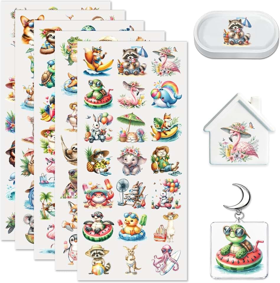 105PCS UV DTF Stickers, Flowers & Animals Mini Rub on Transfer for Keychains and Libbey Glass, Permanent DIY Decals for Candles, Notebooks and Flower Pots