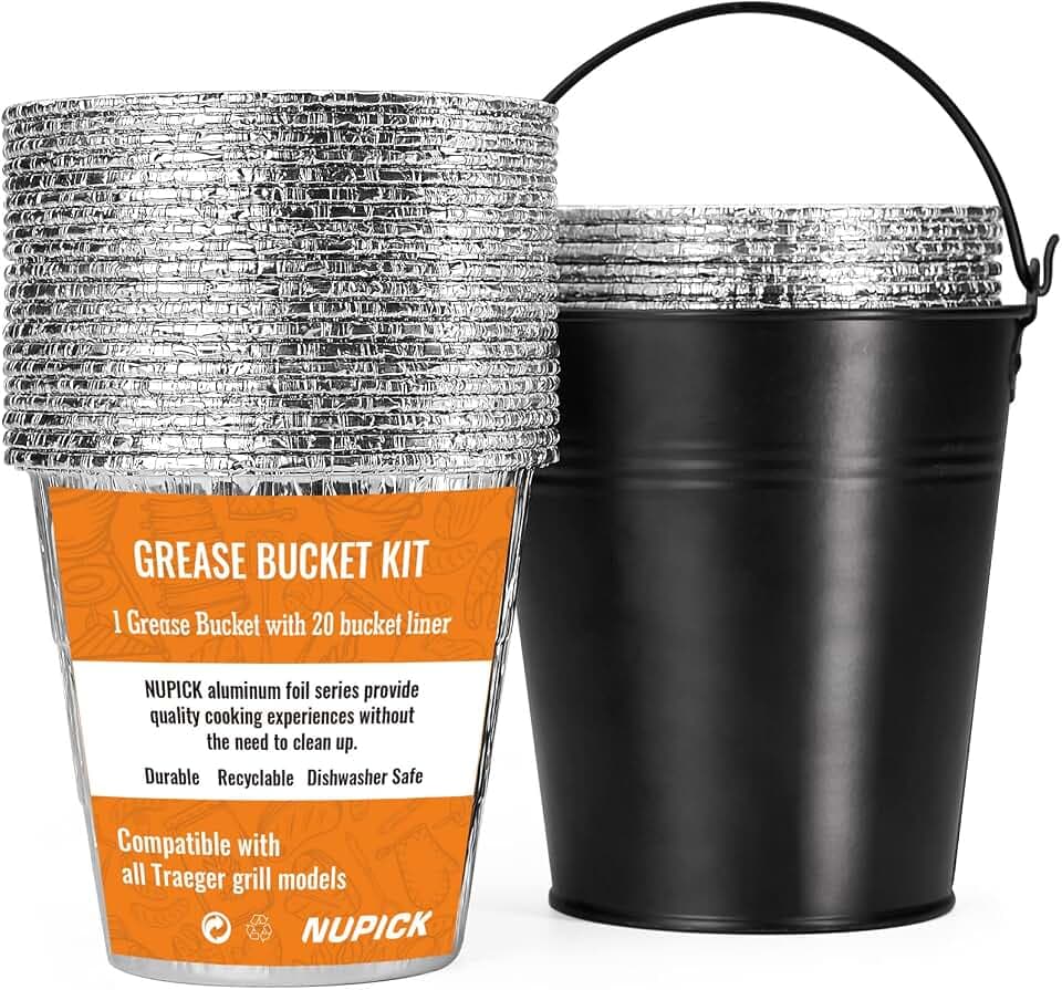 NUPICK 20-Pack BAC407 Grease Bucket Liner Compatible for Traeger