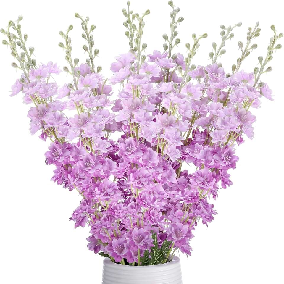 Thiccywoov 12 Pcs Delphinium Artificial Flowers 33" Stem,Purple
