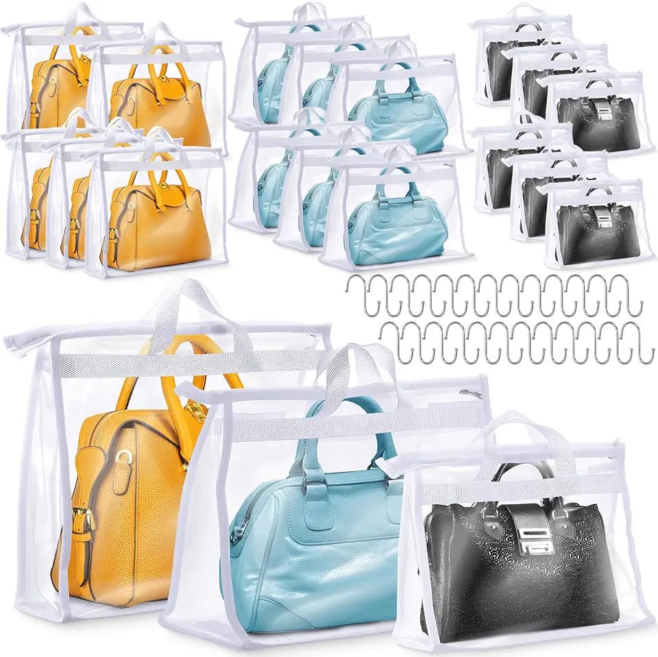 Chumia 20 Pack Clear Dust Cover Handbag Storage Organizer 3 Size, White