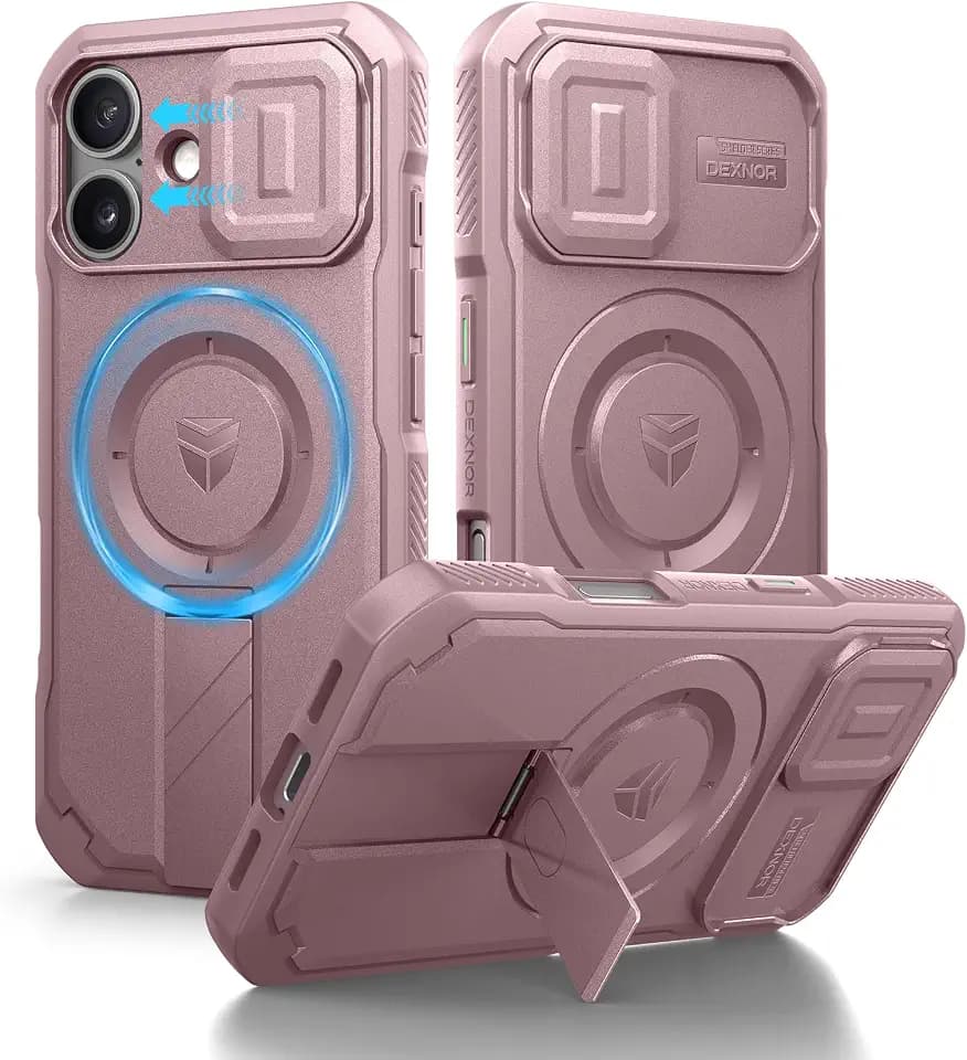 Dexnor for iPhone 16 Case with Slide Camera Cover, 6.1 inch Peony Pink