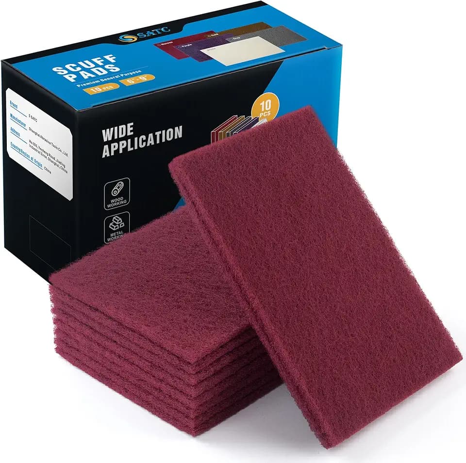 S SATC 6" x 9" Maroon General Purpose Scuff Pads,10 Pack Automotive Pads for Scuffing,Scouring,Sanding,Paint Primer Prep Adhesion Scratch for Automotive Restoration,Handicrafts