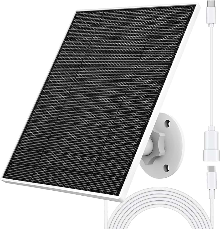 Solarpanel für Eufy Kamera, 5W Solarmodul für Eufycam kompatibel mit Eufycam 3/3C/2/2 Pro/2C/2C Pro/E/E20/E40/L20/L40, Solarpanel 5V mit USB-C Anschluss, Micro USB Adapter, IP65 Wasserdicht