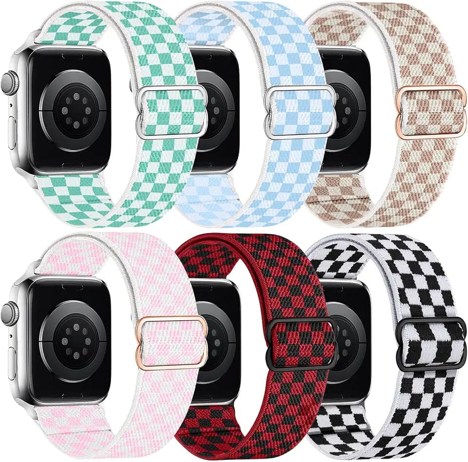 MITEV 6 Pack Stretchy Solo Loop Compatible with Apple Watch Bands Women Men