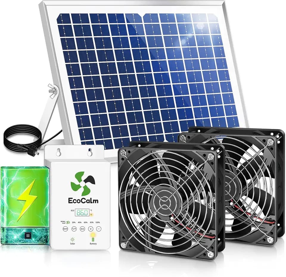 Solar Exhaust Fan for Chiken Coop with Smart Thermostat and Battery