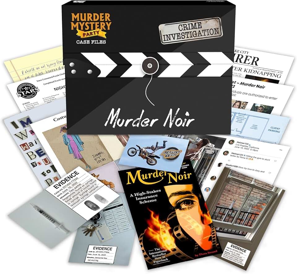 Murder Noir Case Files Detective Mystery Game with Evidence, Ages 14+