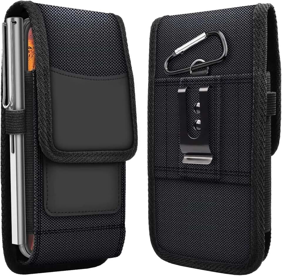 VERTIKAL Hüft Gürtel Tasche passend für Cubot Kingkong 9 8 7 6 5 Pro Star Power 4G 5G Ace 2 3 AX ES X | Gürteltasche mit Karabinerhaken, Clip und Schlaufe | Seiten Quer Schutz Hülle | Schwarz