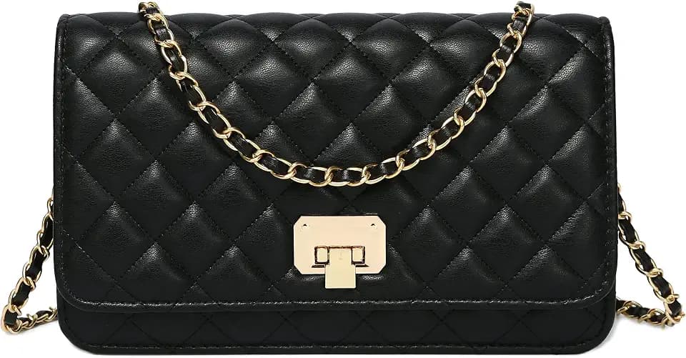 Damen-Umhängetasche, gesteppt, Crossbody-Tasche, Designer-Gitter, Leder, Kette