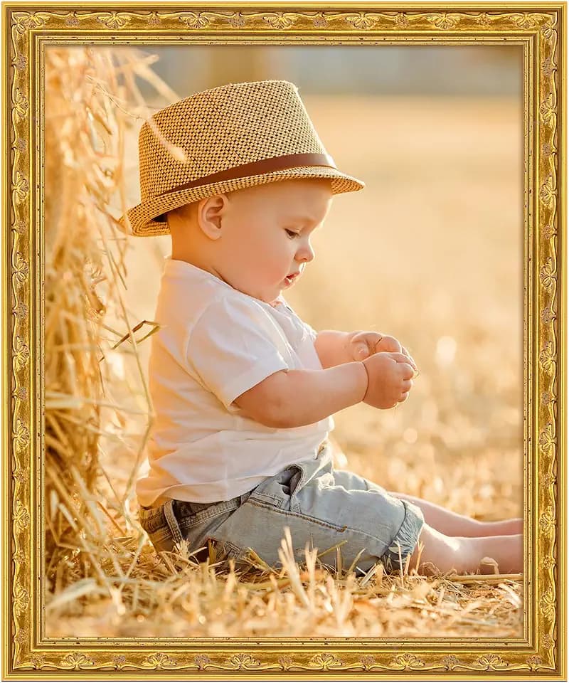 16x20 Ornate Gold Wood Frame, 20x16in Floral Picture Frames, 16 x 20inch Gallery Photo Pic Display with HD Plexiglass, 1.4in Widen 1in Thick, Horizontal Vertical Wall Display