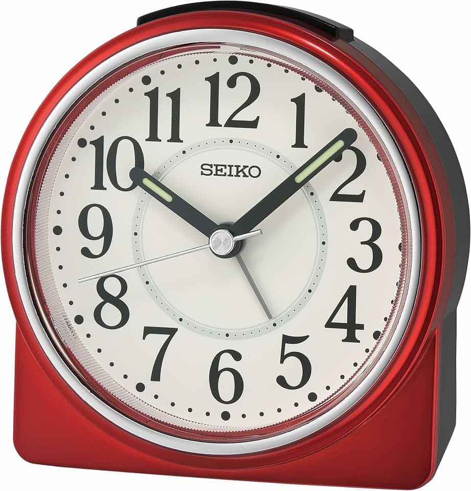 SEIKO Marui Bedroom Alarm Clock, Metallic Dark Red