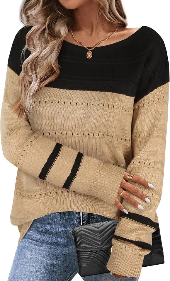 Zeagoo Womens Sweaters Off The Shoulder Crochet Dressy Casual Outfits
