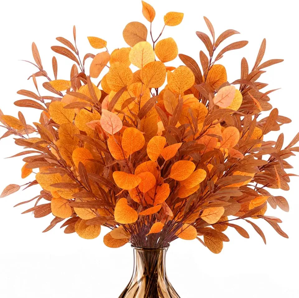 6 Pcs 33.5" Fall Stems Faux Eucalyptus for Fall Decor