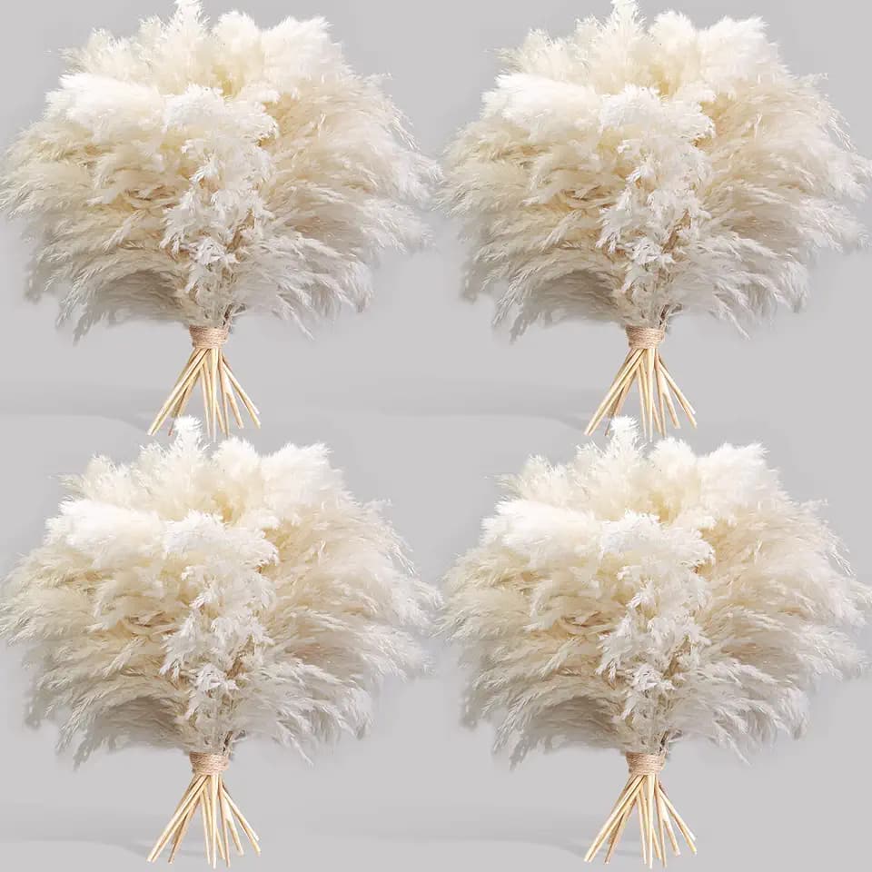 40PCS White Pampas Grass for Home Decor - Elegant Boho Decor - Premium Quality Pampas Grass Stems - Perfect for House, Nursery, Western, Wedding, Table, and Bohemian Decor