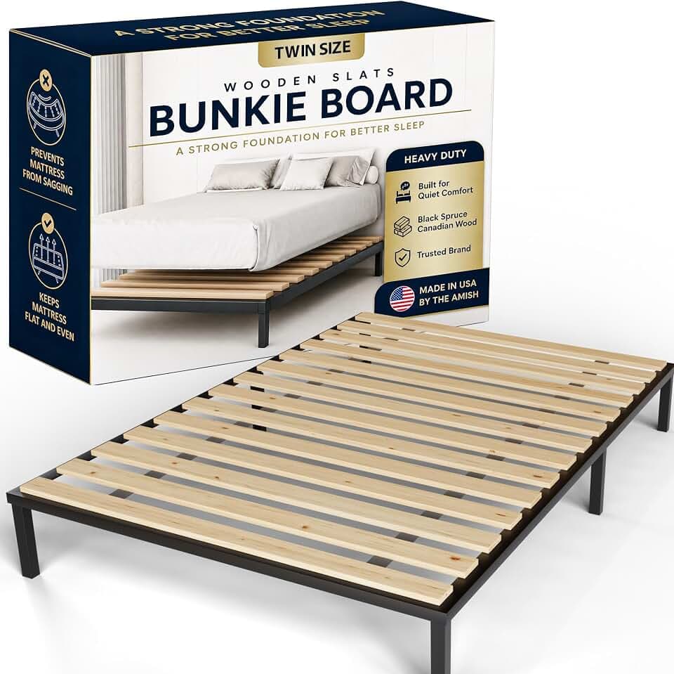 Treaton, Twin Size Bunkie Board – Heavy Duty Horizontal Bed Slats & Wooden Support Board for Sagging, Under Bed-Support, Box Spring Alternative, Platform Bed and Replacement