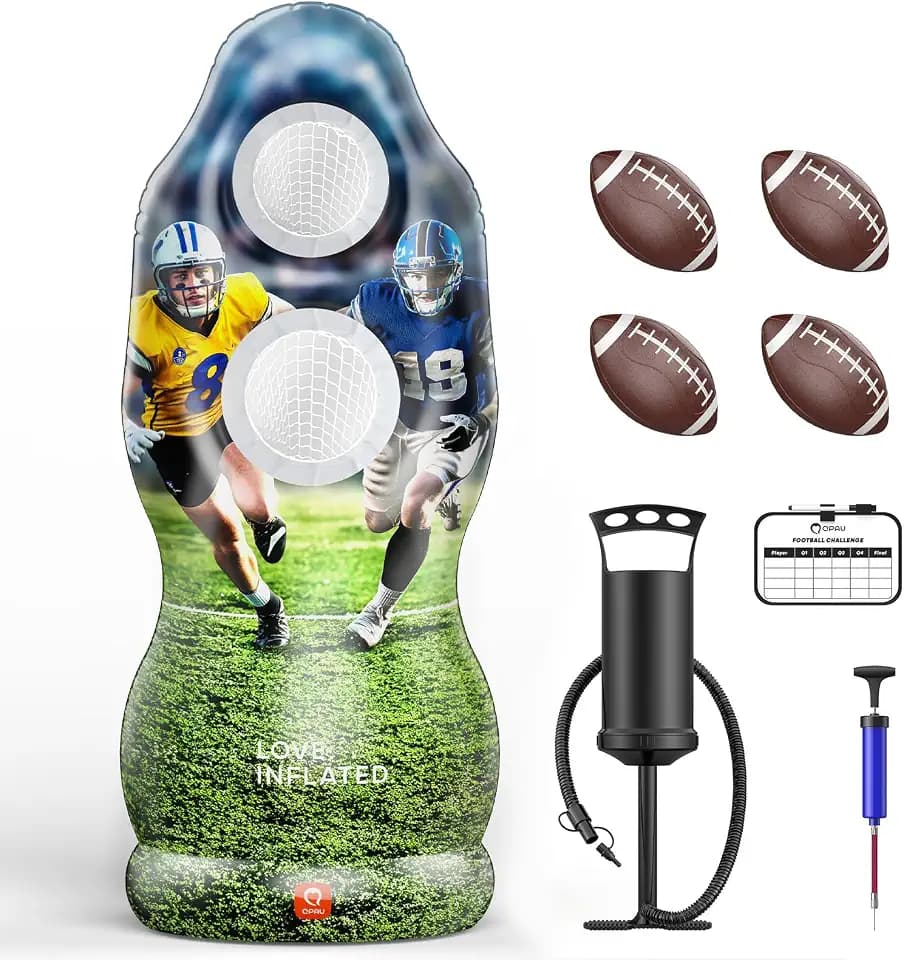 QPAU Inflatable Football Target, Life Size Design with Water Filled Base