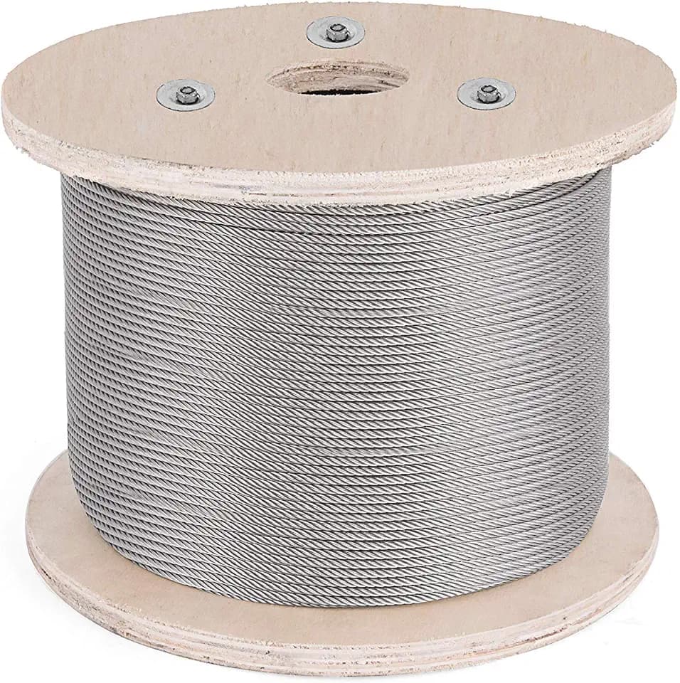 1000FT 1/8" T316 Stainless Steel Cable 1x19 Steel Wire Rope for Deck Cable Railing Kits DIY